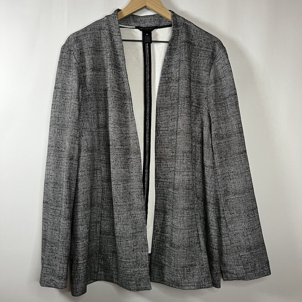Investments Jacket Women Size XL Gray Open Front Long Sleeve Blazer‎ Rayon Blend